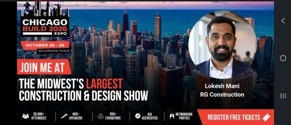 Chicago Build 2026 promotional graphic featuring Lokesh Mani