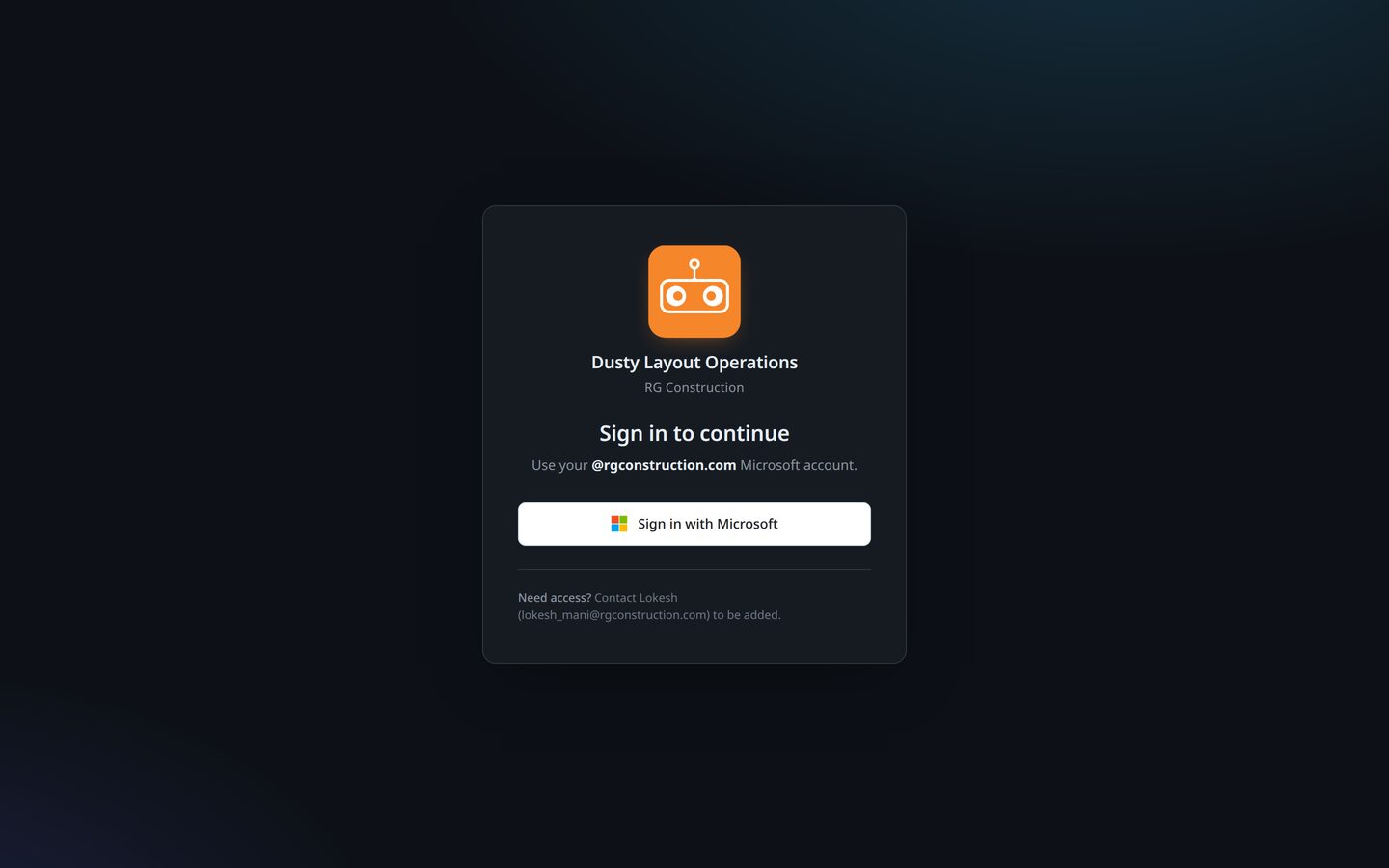 dusty.rgailabs.cloud Dusty Layout Operations sign-in