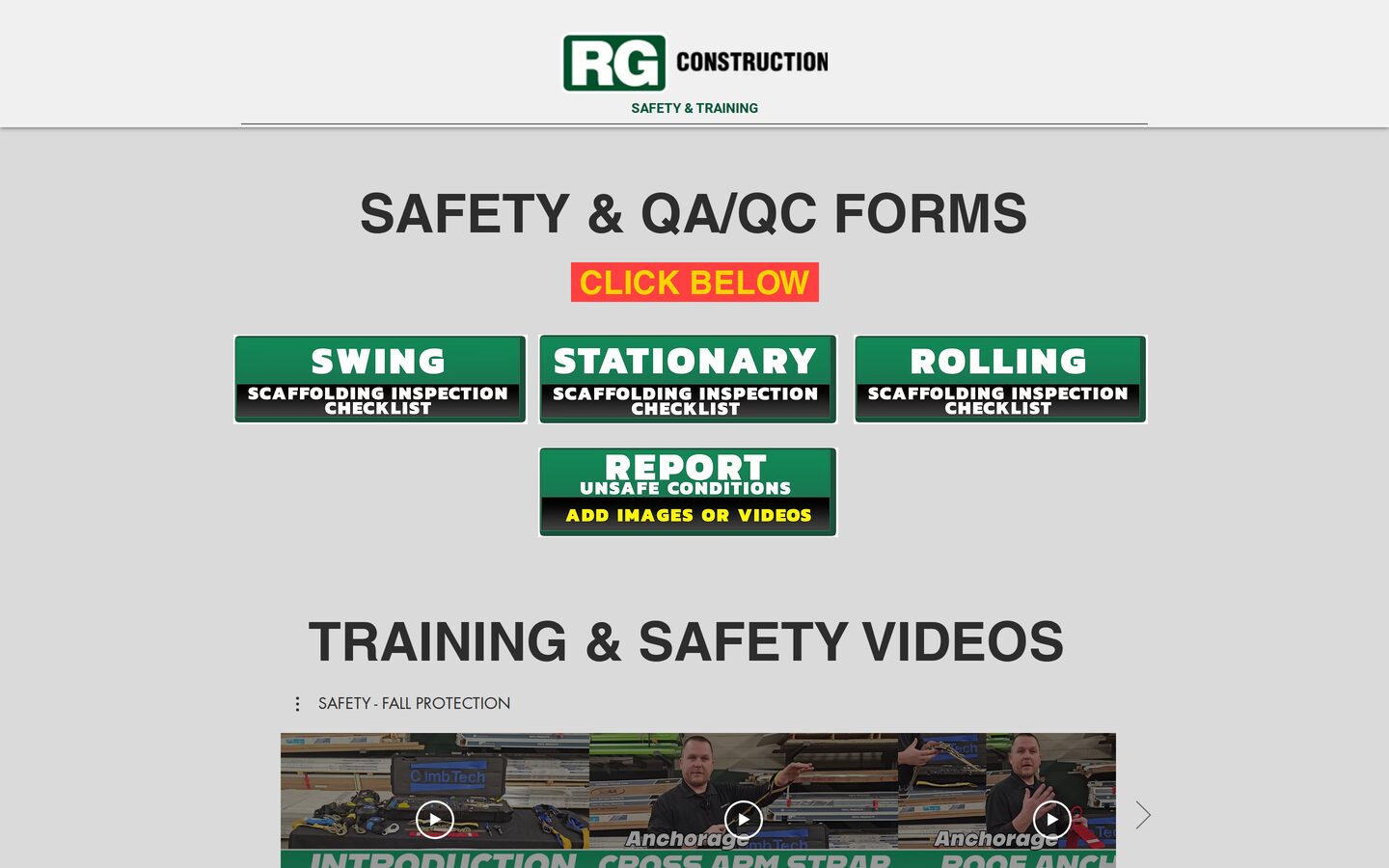 rgconstructionportal.com safety and QA/QC forms page